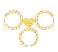 Uloveido Lot de 3 bracelets superposés pour 3 filles et amies - Bracelets à maillons en acier inoxydable en forme de cœur assortis pour 3 femmes, amitié, anniversaire, remise de diplôme, Adjustable,