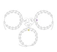 Uloveido Lot de 3 bracelets superposés pour 3 filles et amies - Chaîne à maillons en forme de cœur assortis en acier inoxydable pour femme, amitié, anniversaire, remise de diplôme, Adjustable, Métal,