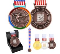 Uloveido Médaille de bronze de football avec code QR - Système de balayage numérique intelligent - Prix sportif interactif - Logo personnalisé - Prix du tournoi YA6969