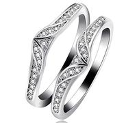 Uloveido rehausseur de Bague plaqué Or Blanc pour fiançailles Anneaux d'anniversaire de Mariage rehausseur pour Femmes Filles avec Diamant créé (Taille 51.9) Y475