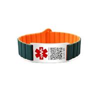 Uloveido Uoveido Bracelet d'alerte médicale confortable avec gravure personnalisée, code QR dynamique pour mises à jour des informations d'urgence, bracelet en silicone avec plaque en acier inoxydable
