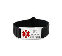 Uloveido Uoveido Bracelet d'alerte médicale confortable avec gravure personnalisée, code QR dynamique pour mises à jour des informations d'urgence, bracelet en silicone avec plaque en acier inoxydable