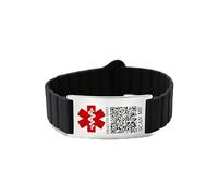 Uloveido Uoveido Bracelet d'alerte médicale confortable avec gravure personnalisée, code QR dynamique pour mises à jour des informations d'urgence, bracelet en silicone avec plaque en acier inoxydable