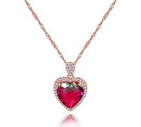 Uloveido Y1072-UK Bijou Collier avec pendentif en forme de cœur en cristal CZ bleu et rouge - Cadeau d'anniversaire pour femmes et adolescentes, Cristal, Zircone cubique