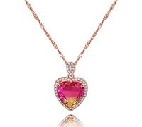 Uloveido Y1072-UK Collier avec pendentif en forme de cœur en cristal CZ bleu et rouge - Cadeau d'anniversaire pour femmes et adolescentes, Cristal, Zircone cubique