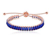 Uloveido Y1788 Bracelet rivière réglable avec zircone cubique rectangulaire coupe émeraude classique pour femme, Cristal, Oxyde de zirconium