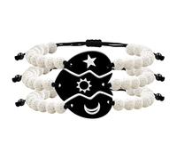 Uloveido Y4114-Y4117-UK Lot de 3 bracelets réglables en forme de cœur avec 3 pièces de puzzle en acier inoxydable Blanc, adjust, Pierre, Pas de gemme