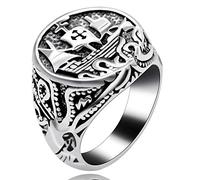 Uloveido Y521 Bague large en acier inoxydable pour homme Motif totem Noir, T1/2 (62.1mm), Acier inoxydable