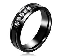 Uloveido Y557 Bague de fiançailles pour homme et femme en acier titane avec oxyde de zirconium Noir Or rose, P1/2 (57mm), Cristal Métal, Zircone cubique