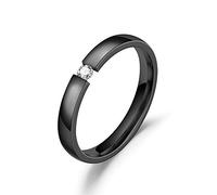 Uloveido Y817 Paire de bagues de fiançailles assorties en acier inoxydable avec faux diamant pour homme et femme Noir, N1/2 (54.4mm), Cristal, Zircone cubique