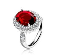 Uloveido Y927 Bague réglable en cristal plaqué platine avec zircone cubique ovale et pierre de naissance, Cristal, Zircone cubique