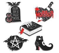 ulricar 5pcs Everyday is Halloween Enamel Pins Punk Cobweb Dagger Witch Spell Book Brooch Bag Lapel Badge Dark Gothic DIY Badges for Jacket Backpack Hat Pant Accessories Jewelry Gift for Friend