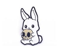 ulricar Écusson brodé lapin et crâne thermocollant ou à coudre - Patch gothique rock punk Halloween pour vestes, chapeaux, vêtements, sacs, accessoires de bricolage, décoration, blanc