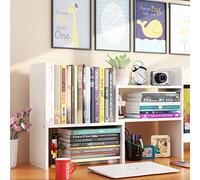 Ulrikco Bibliothèque Extensible en Bois, Organiseur et Étagère de Rangement de Bureau, Fournitures de Bureau, Blanc