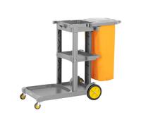 Ulsonix Chariot De Nettoyage Ménage avec Sac À Linge et Couvercle Ordures Déchets UNICLEAN 13 (Plastique, 3 Tablettes, roulettes 360° À l'avant, Support À Serpillière)