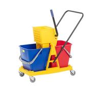 ulsonix Charriot de ménage avec 2 seaux 60 l - Charriot de nettoyage Seau essoreur à roulettes Charriot de lavage Seau avec essoreur