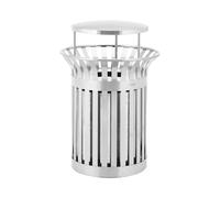 ulsonix Poubelle extérieure - ronde - avec couvercle - acier inoxydable / acier galvanisé - argent ULX-GB28