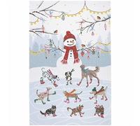 Ulster Weavers - Torchon Bonhomme de Neige et Animaux de Compagnie (74 x 48 cm) - 100% Coton - Lavable - Torchon de Noël avec Chat et Chien - Torchon de Noël - Accessoires de Cuisine et décoration -