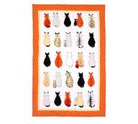 Ulster Weavers Torchon en Coton - Motif Chats en Attente (100% Coton, Orange)