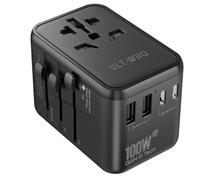 ULT-WIIQ Adaptateur Voyage Universel 100W International Adaptateur Prise Universelle avec 2 USB-A et 3 USB-C Adaptateur Prise Universelle Voyage pour USA UK EU Japon Canada etc.
