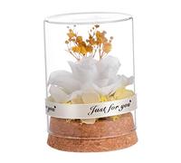 ULTECHNOVO 1 pièce sous Cloche Verre Décoration pour Noël et Saint Valentin Romantique Fleurs Immortelles Ornement Élégant pour Maison et Bureau Fleurs Préservées Un Verre