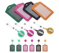 ULTECHNOVO 10 pièces Lot de Porte-badges Vertical Cuir PU Multicolores avec Fenêtre Claire Étui Protecteur pour Carte Identité Pass ou Badge avec Porte-badge Rétractable Couleur Aléatoire