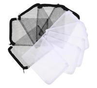 ULTECHNOVO 10 Pièces Paquet Filtrant pour Aquarium en Filet Fermeture Éclair, Accessoire D'aquarium en Tissu Maille Blanc et Noir, Perméabilité pour Matériaux Filtrants Volcaniques
