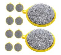 ULTECHNOVO 10pièces Éponges à Récurer Rondes Double Face Pour Cuisine Multi-usages Et Efficaces Pour Enlever Les Taches Graisse
