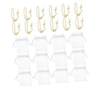 ULTECHNOVO 12 Ensembles Bracelet Baptême Perles et Croix Mini Chapelet Catholique Élégant pour Communion Mariage et Cérémonies Religieuses Bénédiction Spirituelle