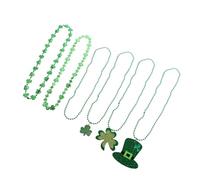 ULTECHNOVO 12 pièces Collier de Perles Saint Patrick Décoration Festive avec Pendentifs Accessoires de Fête Irlandais pour Adultes