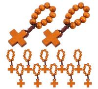 ULTECHNOVO 12 Pièces Pendentif Croix Homme en Bois Marron Résistant aux Chocs avec Chapelet Dévotionnel Élégant pour Présents de Première Communion ou Mariage