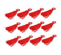 ULTECHNOVO 12 pièces Pendentifs DIY pour Bijoux Polyester Accessoires Mobiles Rouges Petits Glands Ronds pour Décoration de Coque et Vêtements Breloques Créatives pour Bricolage