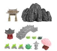 ULTECHNOVO 13 Pièces Miniature Garden Rockery Set Resin Mini Bridge Pavilion Landscape Figurines for DIY Bonsai Craft Home Decor