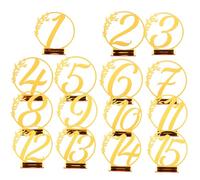ULTECHNOVO 15 Pièces Numéros de Table en Acrylique Signe des Numéros de Table Or pour Banquet et Réception de Mariage Maison et Événementiel Sièges Faciles à Repérer