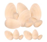 ULTECHNOVO 15 Œufs en Bois Lot de 15 Pièces pour Loisirs Créatifs Non Finition Lisse, Sûrs à Manipuler, pour Décoration de Pâques et Peinture