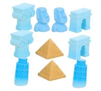 ULTECHNOVO 1ensemble Set De Figurines Miniatures De Bâtiments Célèbres Modèles De Résine pour Décoration De Féériques Terrariums Et Bacs à Poissons Incluses Tour De Pise Statue Moai