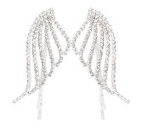 ULTECHNOVO 1paire Pinces à Cheveux Ailes Argentées avec Strass Accessoires de Coiffure Élégants pour Femmes Mariage et Fêtes Bijou Cheveux Mode pour Tenue Fêtes