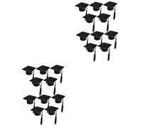 ULTECHNOVO 2 Ensembles Décoration De Chapeau De Docteur Casquette De Diplômé Favors du Chapeau De Fête des Diplômes Casquette Mini Grad Tissu Non Tissé Black 10 Pièces * 2
