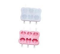 ULTECHNOVO 2 ensembles Lot de Moules à Glace Silicone DIY avec Bâtonnets Moules à Popsicle Réutilisables pour Glaces Maison Coffret Couleurs Rose et Gris