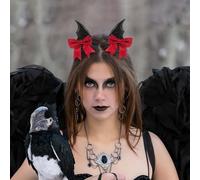 ULTECHNOVO 2 Paires Pince à Cheveux Nœud avec Ailes de Chauve-souris et Cornes de Diable Décorations Capillaires Effrayantes pour Halloween et Cosplay