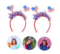 ULTECHNOVO 2 pièces Bandeau Patriotique Independence Day pour Femmes et Garçon Fille Tissu Confortable avec Motif Drapeau Américain Accessoires Cheveux pour Fête et Memorial Day