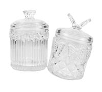 ULTECHNOVO 2 Pièces Bocal en Verre à Motifs Embossés Élégant pour Conservation Sèche de Farine et Grains de Café avec Compartiment Sécurisé pour Allumettes, pour Plan de Travail Cuisine