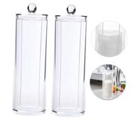 ULTECHNOVO 2 pièces Boîte de Rangement Cosmétique Transparent Organisateur Rond pour Coton Démaquillant Boîte à Tampons Compacte et Résistante à Humidité pour Salle de Bain et Maquillage