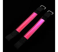 ULTECHNOVO 2 Pièces Bracelet LED Réfléchissant en Nylon Rose | Souple, Léger et Confortable, Port Prolongé, Pile Bouton Incluse, Usage Nocturne, Sécurité Active
