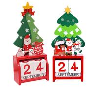 ULTECHNOVO 2 Pièces Calendrier de Compte à Rebours de Noël, Calendrier en Bois, Ornement de Bureau, Décoration Murale Scène, pour Garçon et Filles, Ajoute Une Ambiance Plusieurs Styles