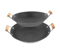 ULTECHNOVO 2 pièces Casserole Anti-débordement Inox avec Poignée Bois Petite Poêle Multifonction pour Cuisine Chinoise Lot de Fond Plat Robuste Facile à Nettoyer Adapté Couleur Aléatoire