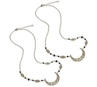 ULTECHNOVO 2 Pièces Chaîne de Tête Bohème en Alliage et Cristal Pendentif Lune Évidé, Accessoires Cheveux pour Femmes et Filles, Ajoute Éclat et Ne Ternit Pas, pour Spectacles