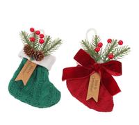 ULTECHNOVO 2 Pièces Chaussettes de Noël Tricotées Élégantes Bottes de Noël en Polyester Compact pour Décoration Festive de Sapin et Fêtes d'hiver