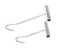 ULTECHNOVO 2 Pièces Crochet de Levage Manhole Cover Métal Lot de Crochets Solides T pour Soulever Déplacer et Retirer Couvercles Lourds Outil Portable Multifonction pour Égouts Viande