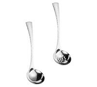 ULTECHNOVO 2 Pièces Cuillères de Service Inox avec Écumoire Ustensiles Cuisine Solides pour Buffet Maison et Restaurant Poignée Confortable et Surface Lisse Facile à Nettoyer
